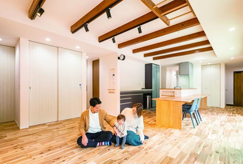 青空に映える、平屋の家